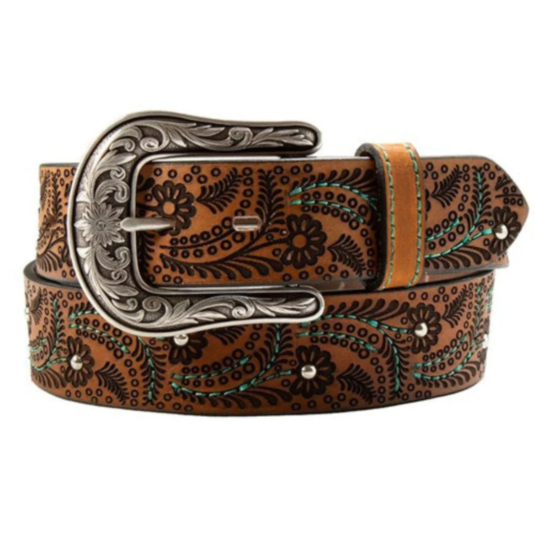 Nocona Belt Company Women's Stitched Paisley Western Belt