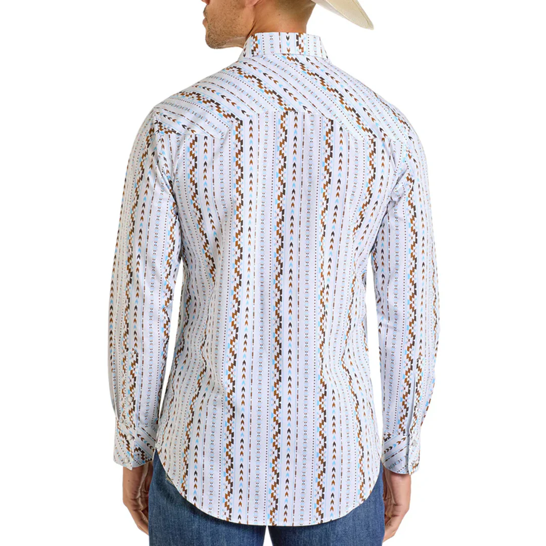 Rock & Roll Denim Men's Digital Aztec Print Long Sleeve Snap Shirt