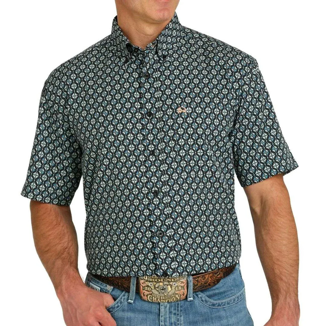 Cinch Men's ArenaFlex Geo Print Short Sleeve Button-Down