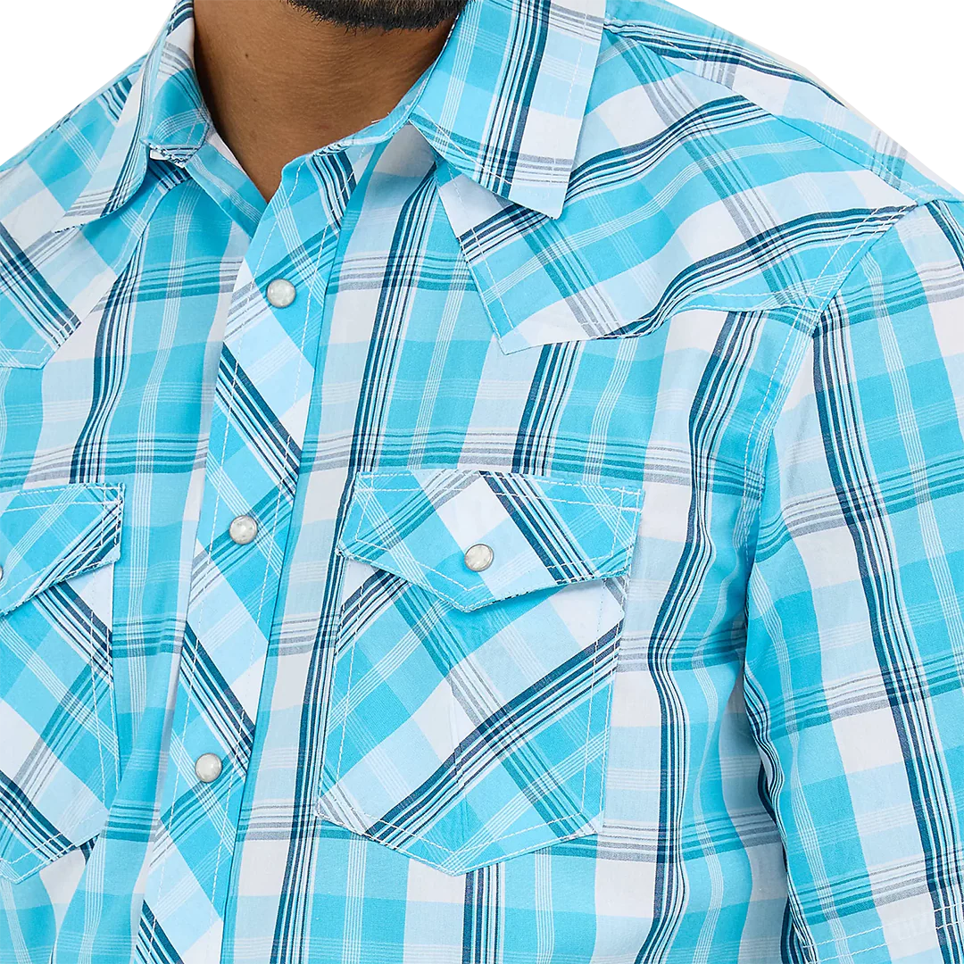 Wrangler Men's 20X Competition Advanced Comfort Plaid Short Sleeve Snap Shirt