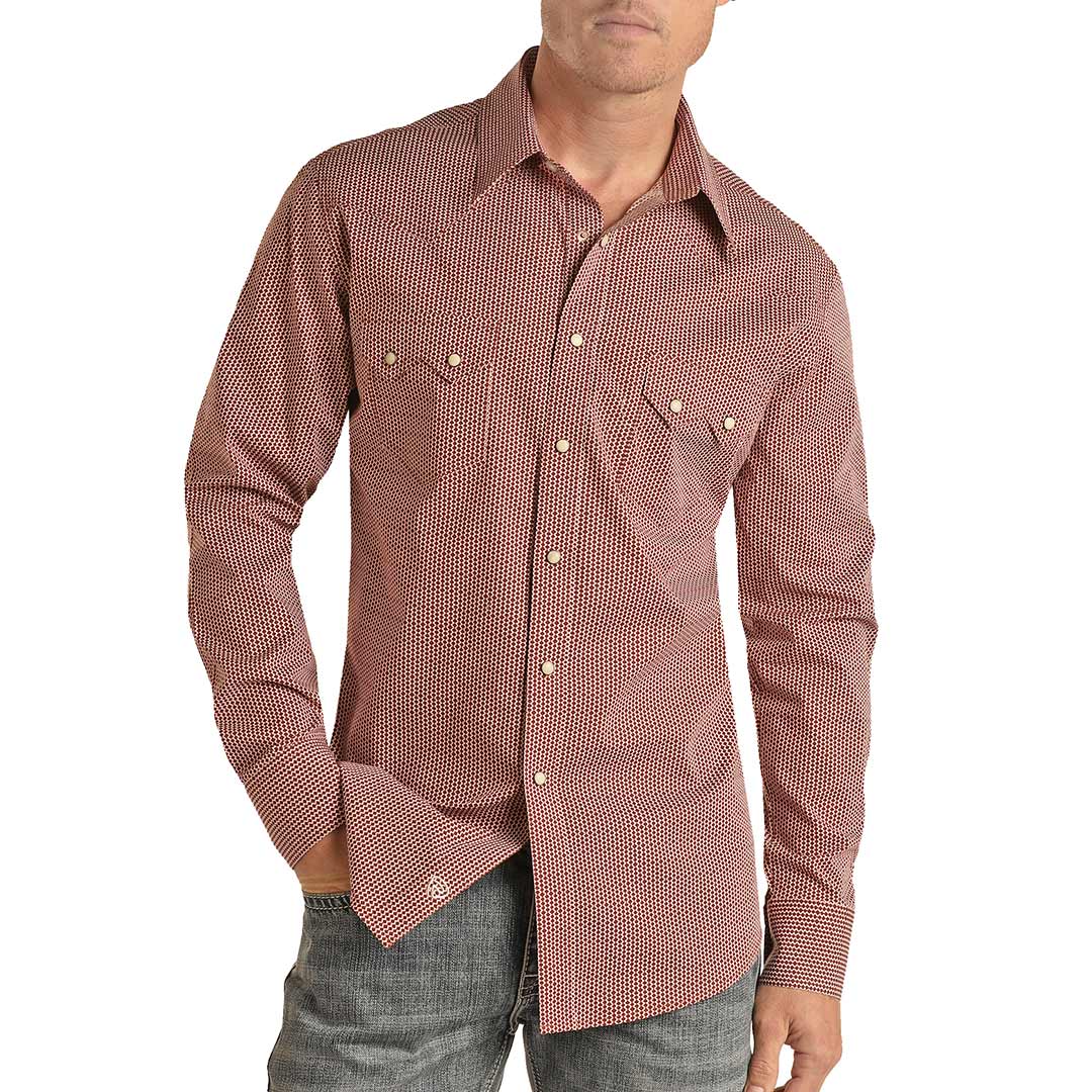 Rock & Roll Cowboy Men's Diamond Print Snap Shirt