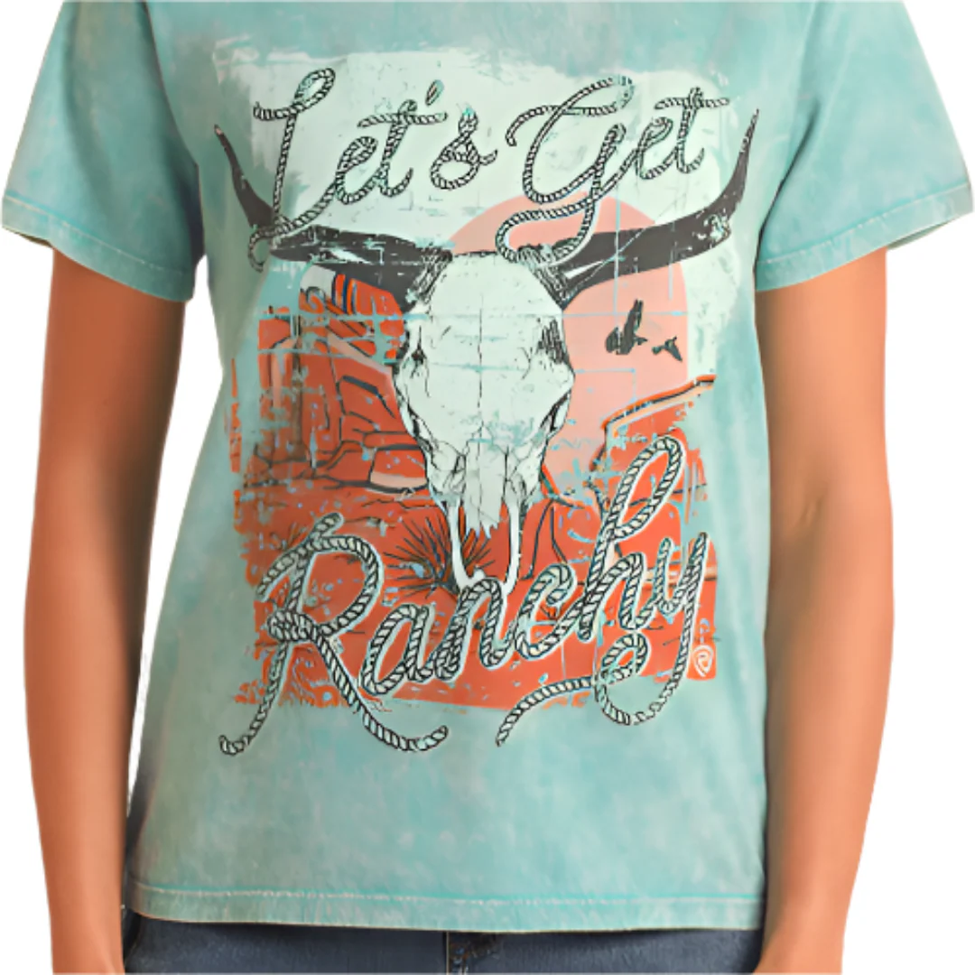 Rock & Roll Denim Women's Lets Get Ranchy Desert Skull T-Shirt