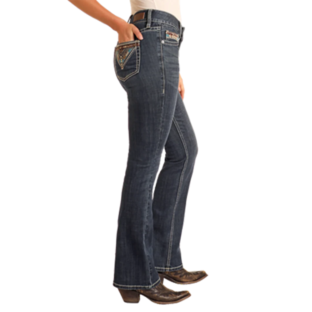 Rock & Roll Denim Women's Cowhide Embroidery Jeans