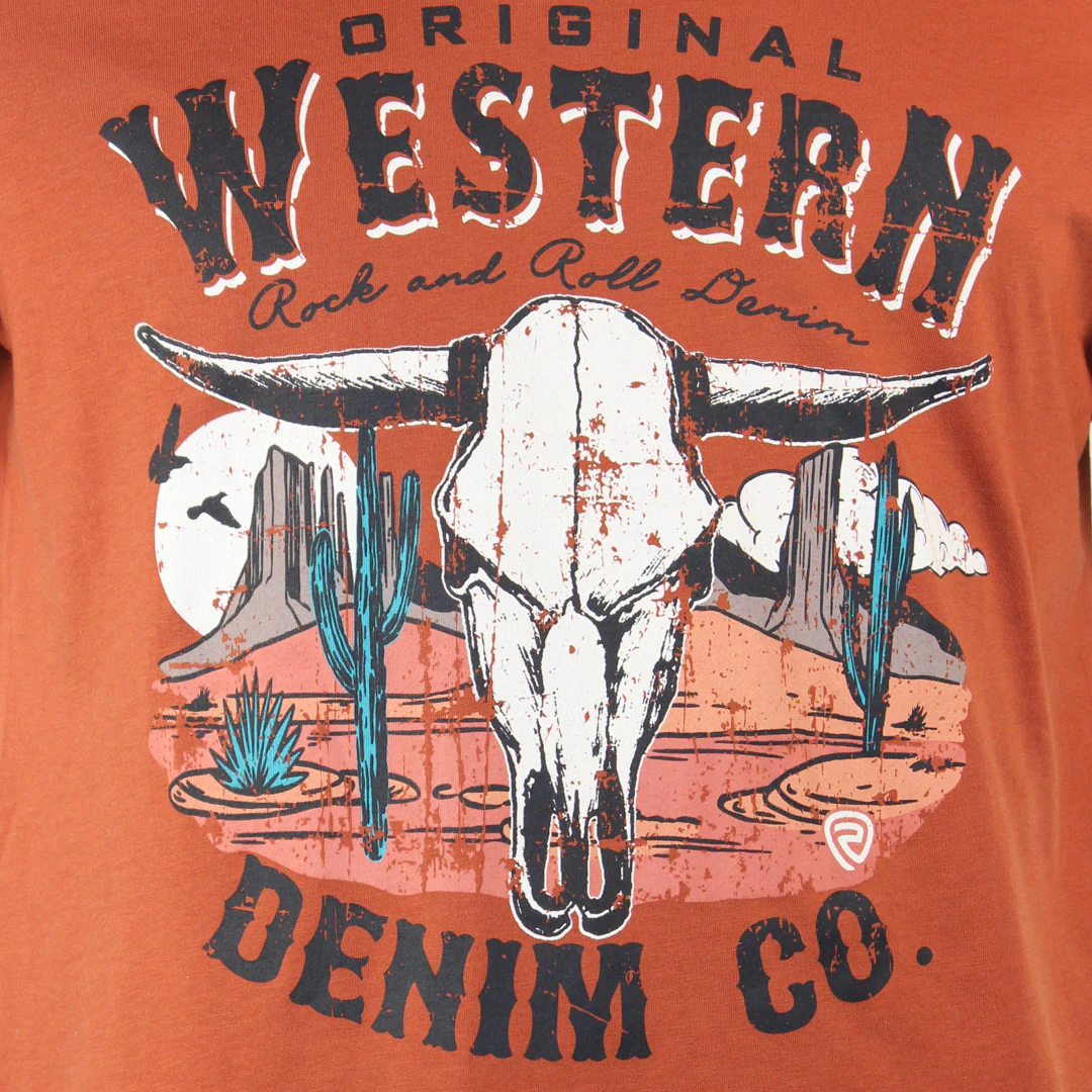 Rock & Roll Denim Unisex Longhorn Skull T-Shirt