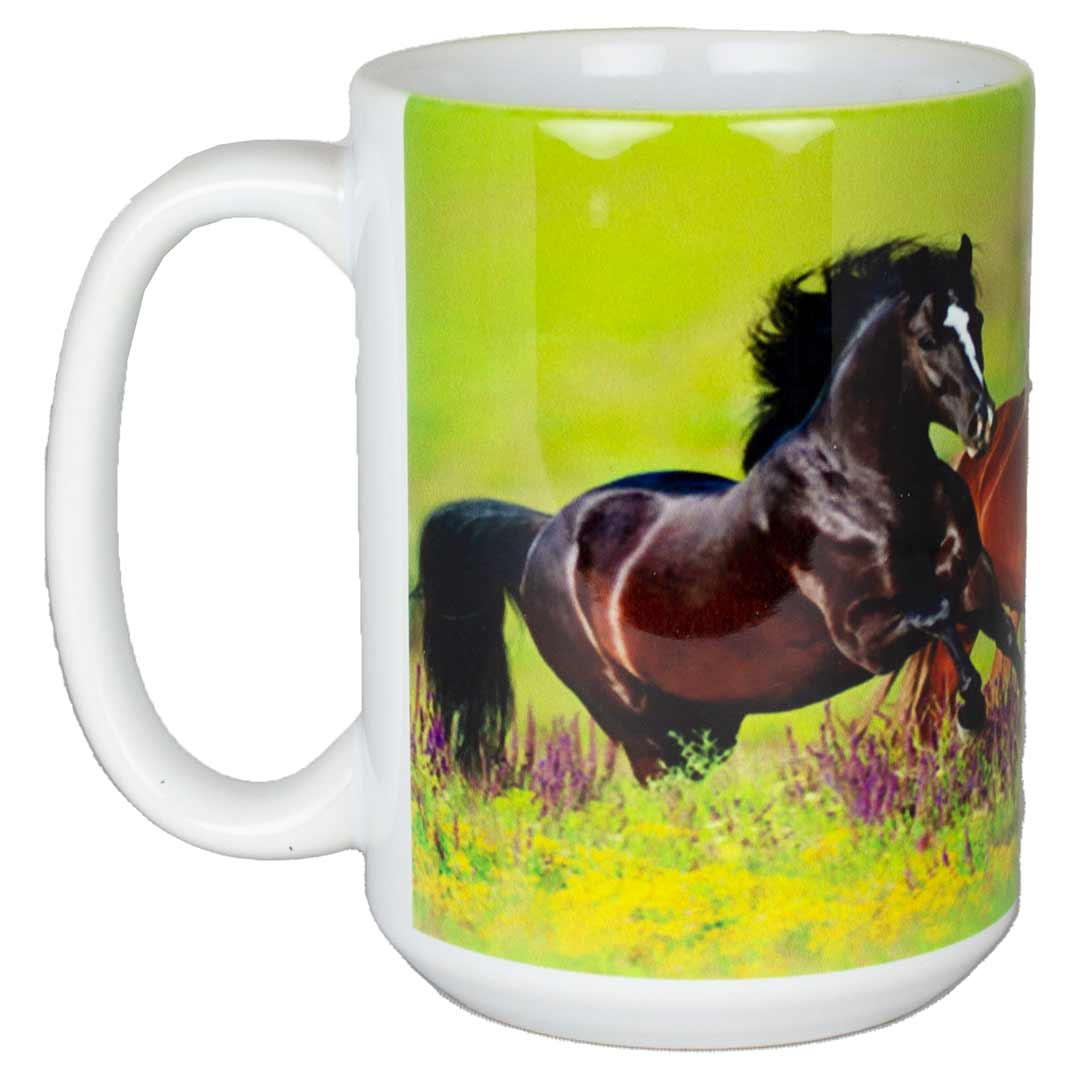 Nature's Window 3 Running Horses Mug