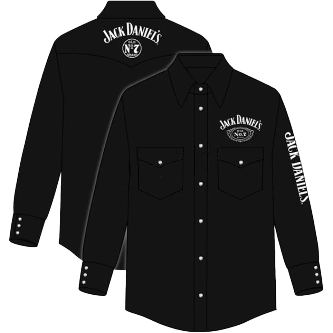 Jack Daniels Black Long Sleeve Snap Shirt