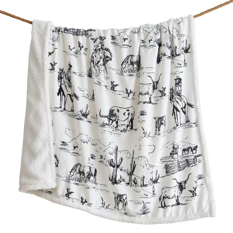 Hi End Accents Ranch Life Campfire Sherpa Throw