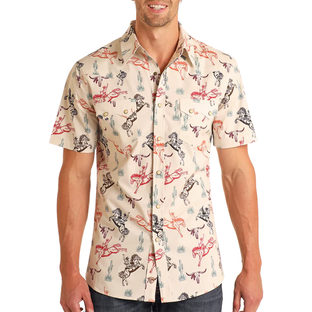 Rock & Roll Denim Men's Buckin' Bronco Short Sleeve Snap Shirt