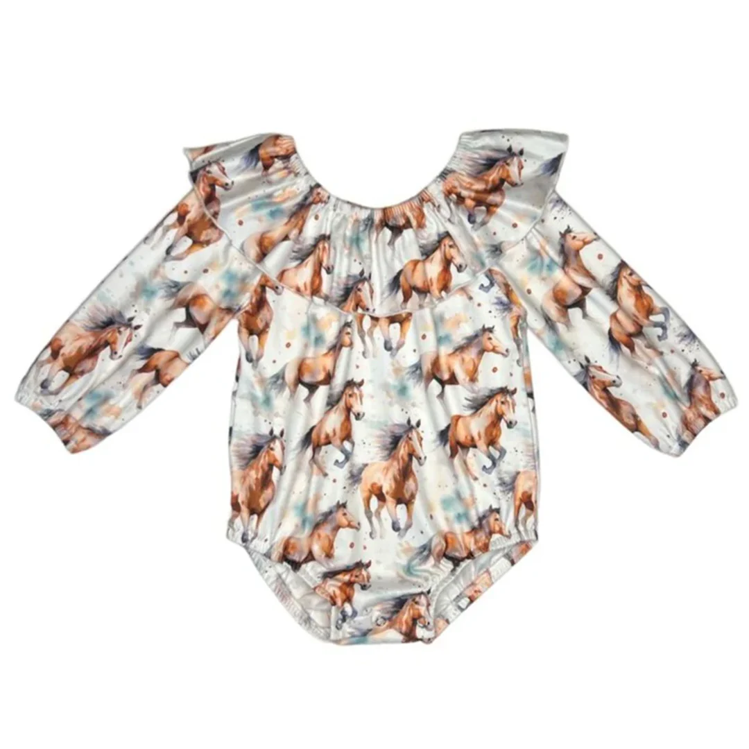 Shea Baby Baby Girls' Running Horse Long Sleeve Onesie