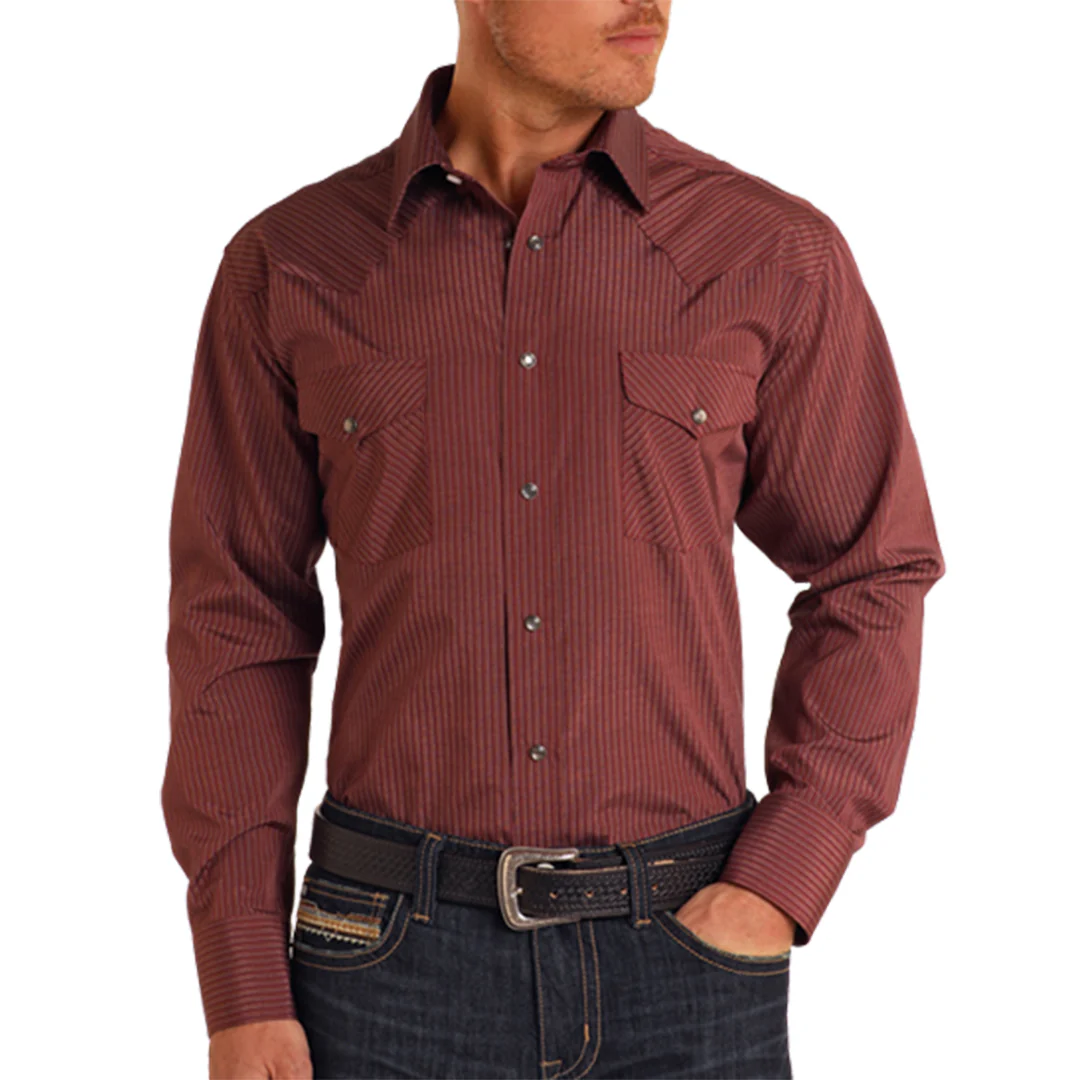 Panhandle Men's West Stripe Long Sleeve Snap Shirt
