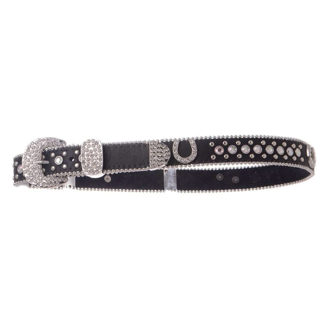 Kamberly Girls' Rhinestone Studded Leather Belt