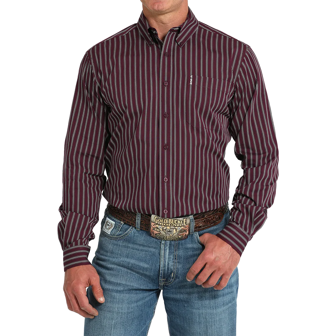 Cinch Men's Stripe Modern Fit Long Sleeve Button Shirt