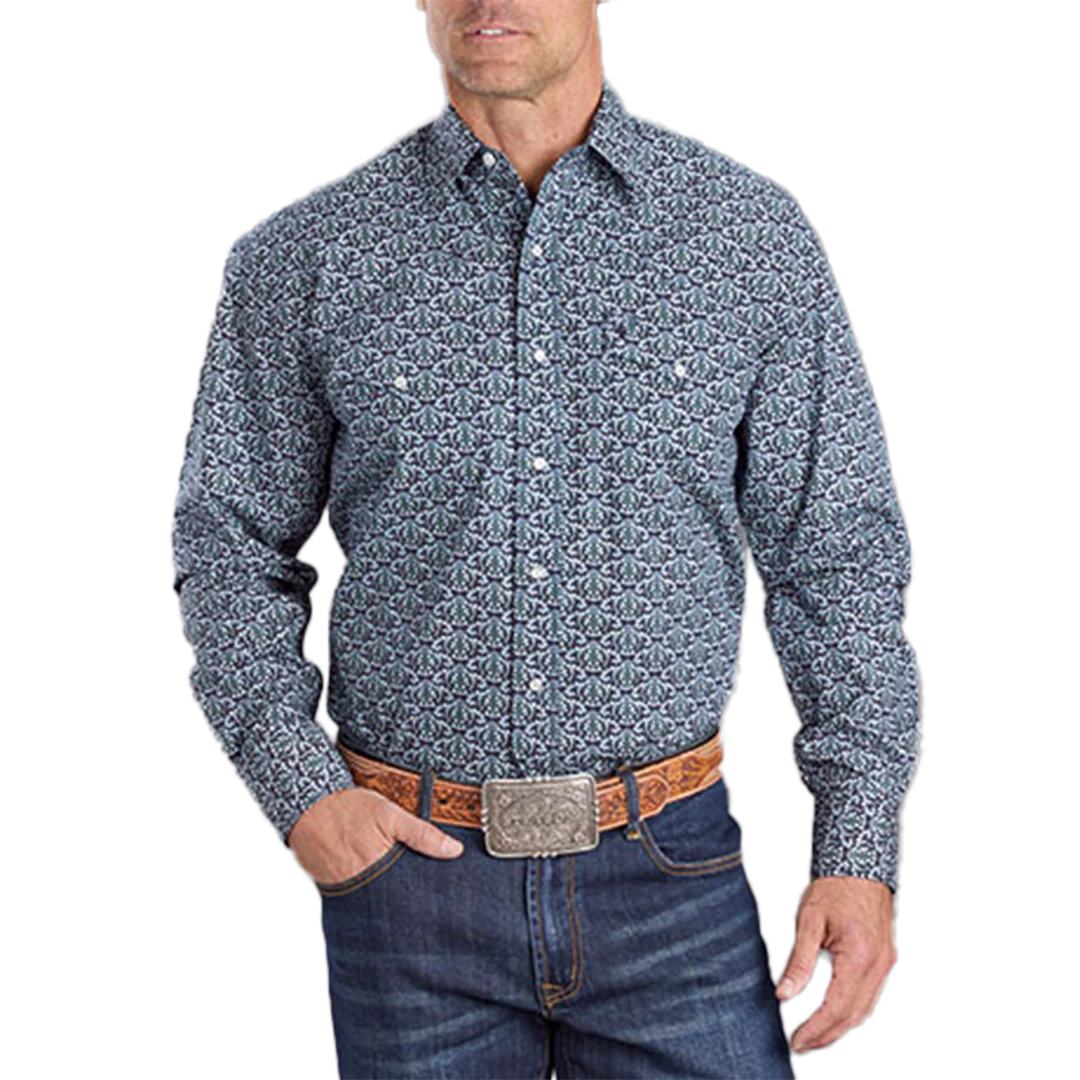 Stetson Men's Medallion Print Long Sleeve Snap Shirt