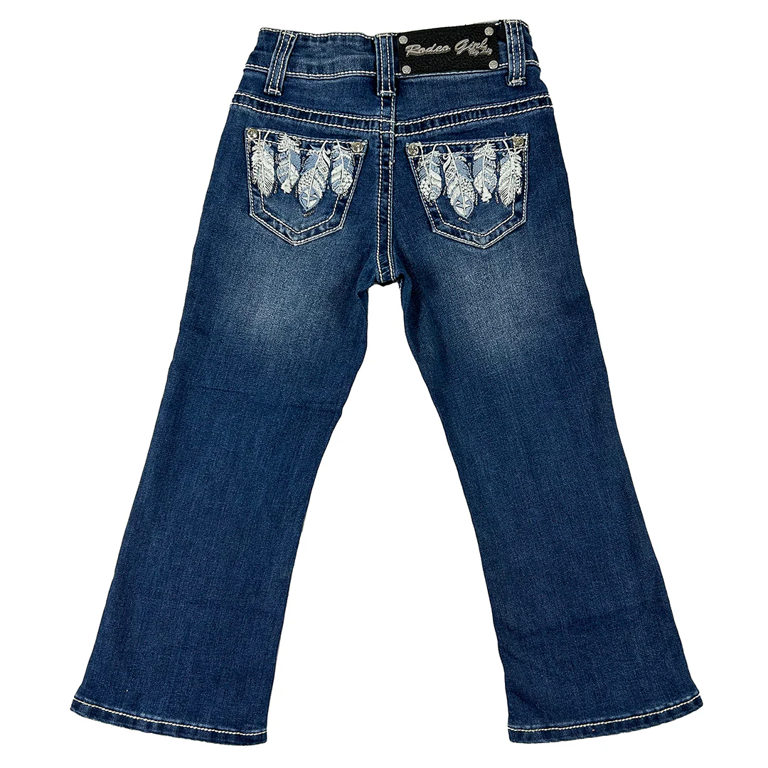 Rodeo Girl Girls' Feathers Embroidery Bootcut Jeans