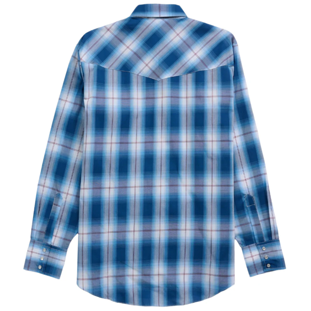 Ely Cattleman Men's Textured Plaid Western Long Sleeve Snap Shirt