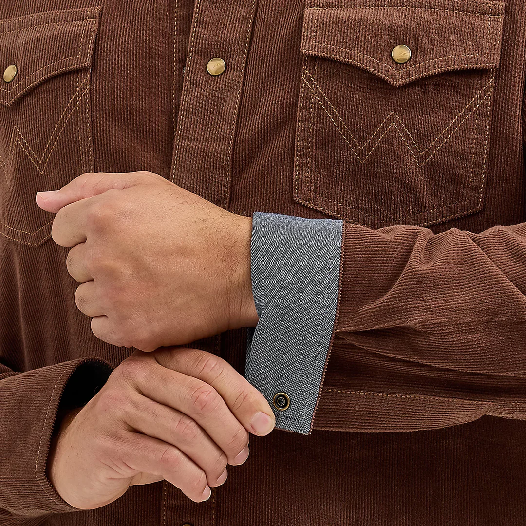 Wrangler Men's  Retro Premium Western Snap Corduroy Long Sleeve Snap Shirt