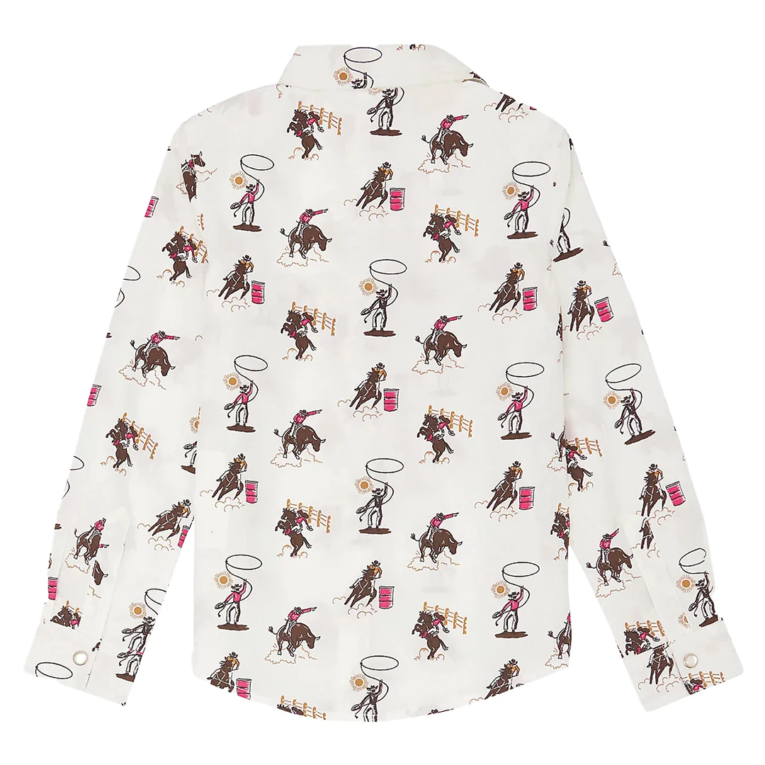 Wrangler Girls' Bold Print Western Snap Shirt