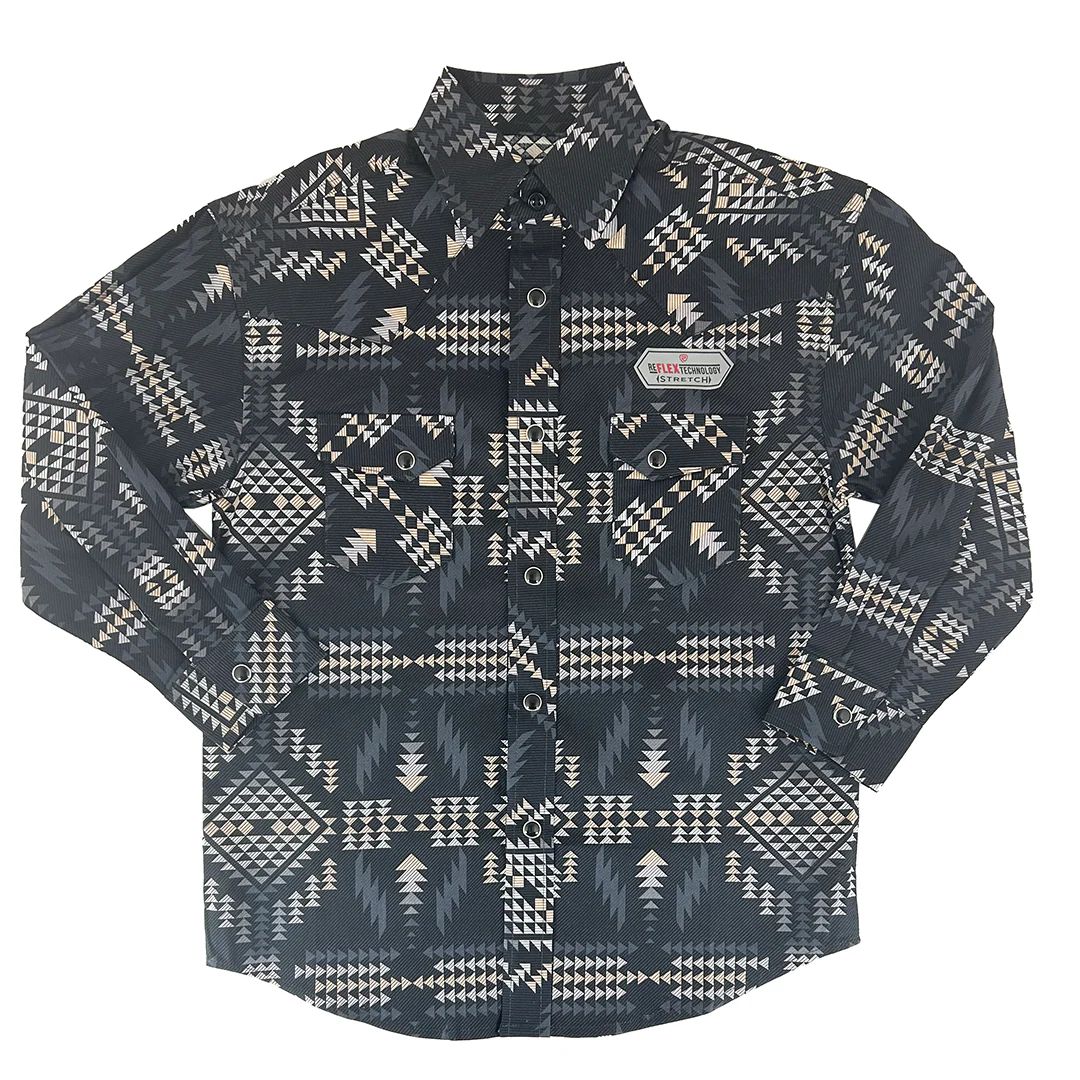 Rock & Roll Denim Boys' Aztec Long Sleeve Snap Shirt
