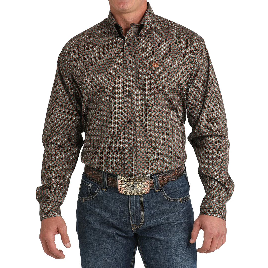 Cinch Men's Geometric Print Long Sleeve Button Shirt