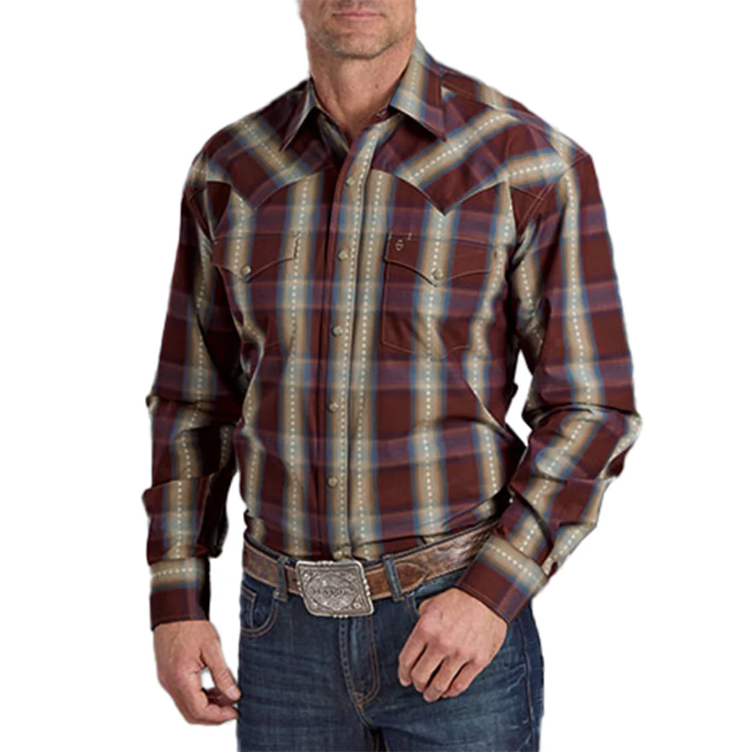 Stetson Men's Plaid Long Sleeve Snap Shirt