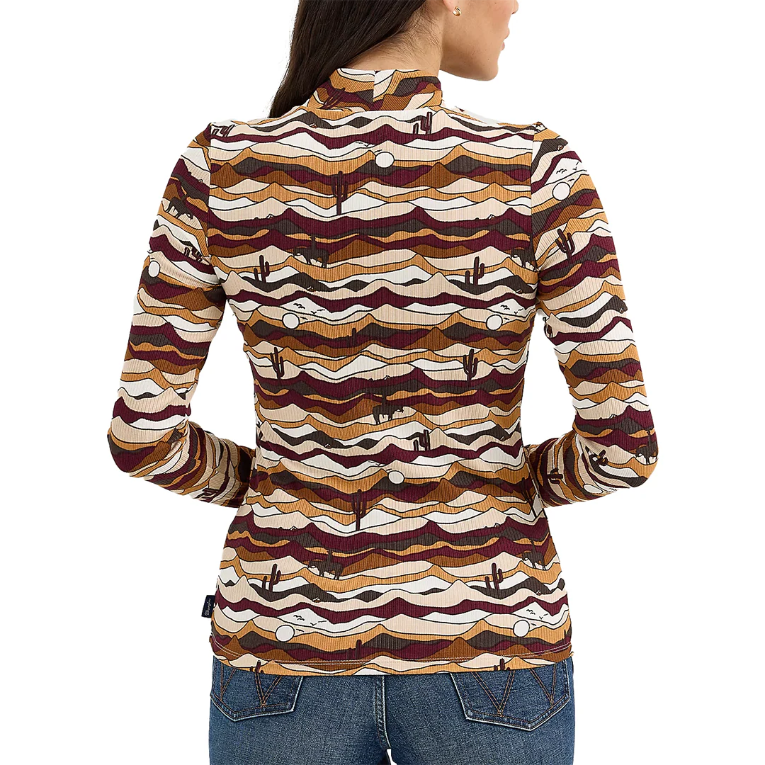 Wrangler Women's Western Print Mock Neck Blouses