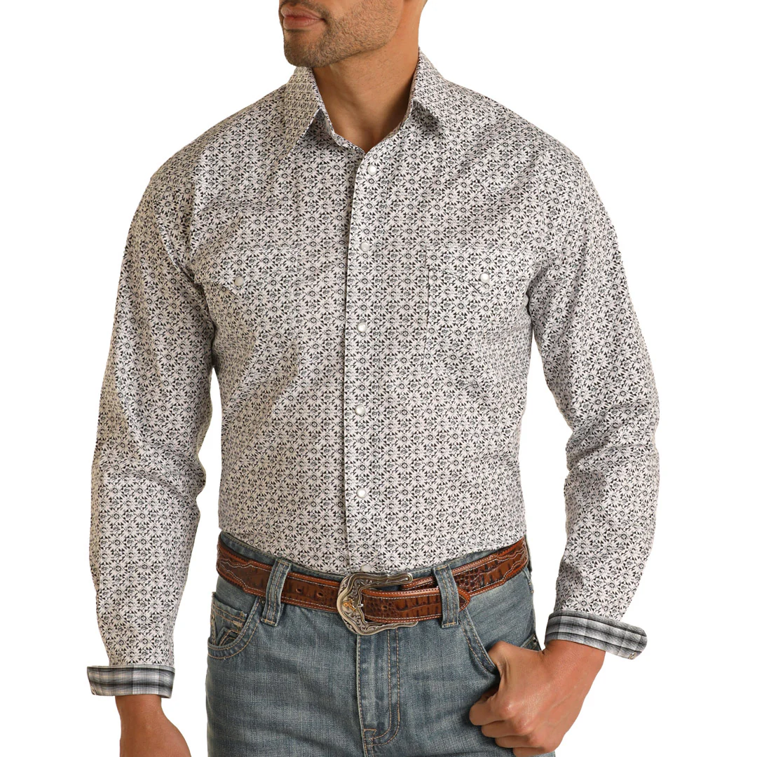 Rough Stock Men's Geo Snap Shirt In Grey