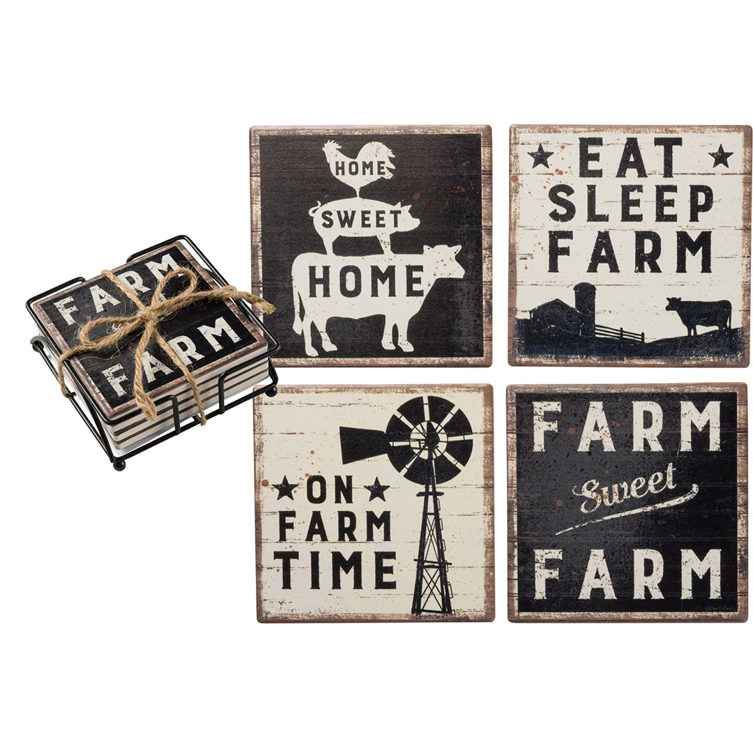 Primitives By Kathy Farm Sweet Farm Coaster Set