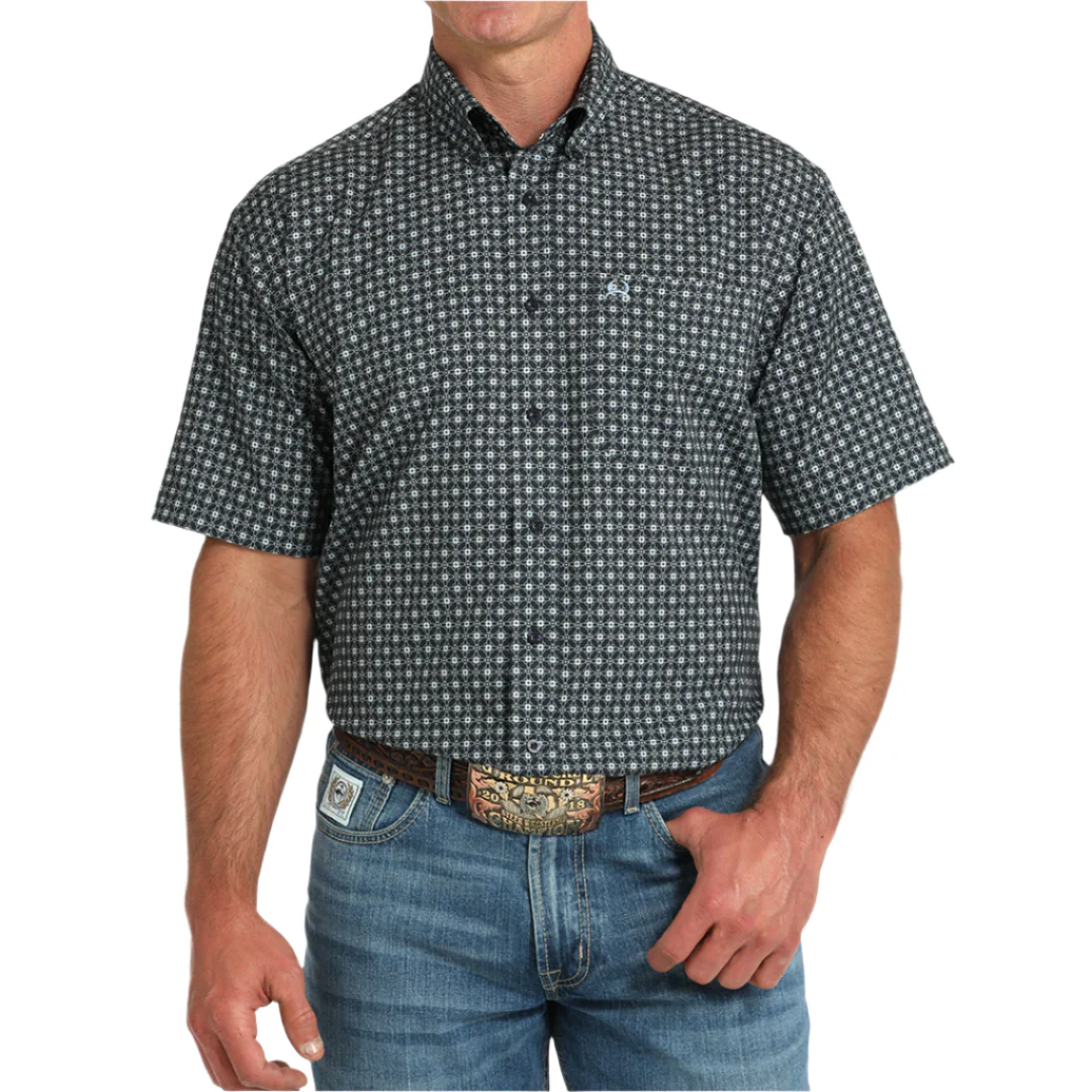 Cinch Men' Geometric Print Short Sleeve Button Shirt