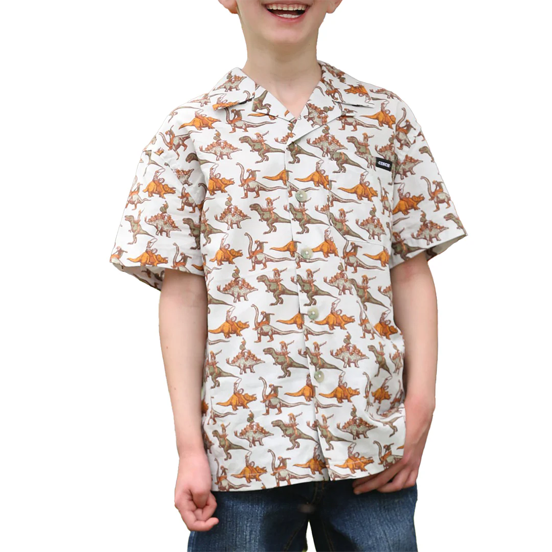 Cinch Boys' Bron-A-Saurus Camp Short Sleeve Button Shirt