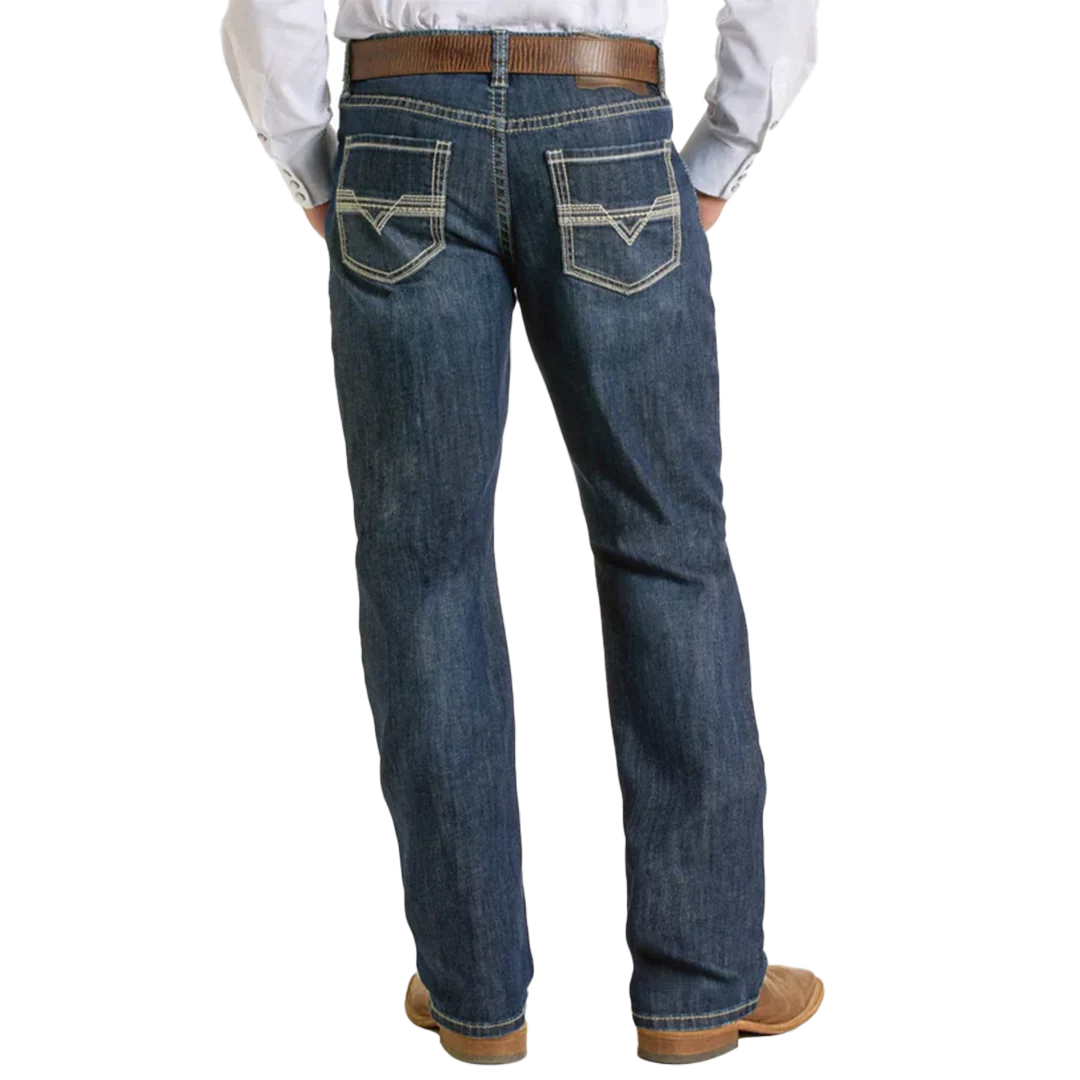 Rock & Roll Denim Men's Relaxed Fit Two Tone Stackable Bootcut Jeans