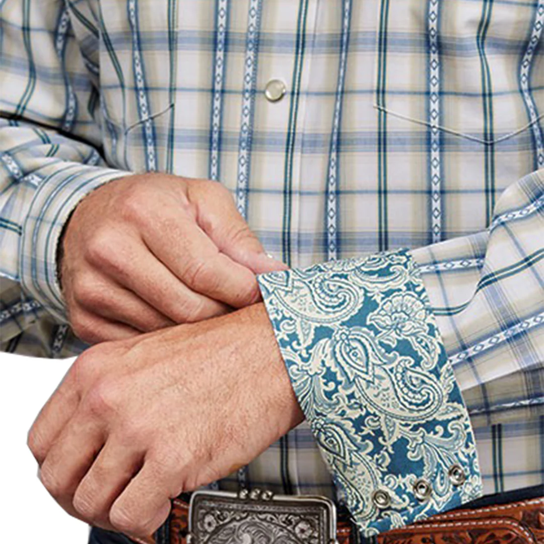 Stetson Men's Shadow Dobby Plaid Snap Shirt