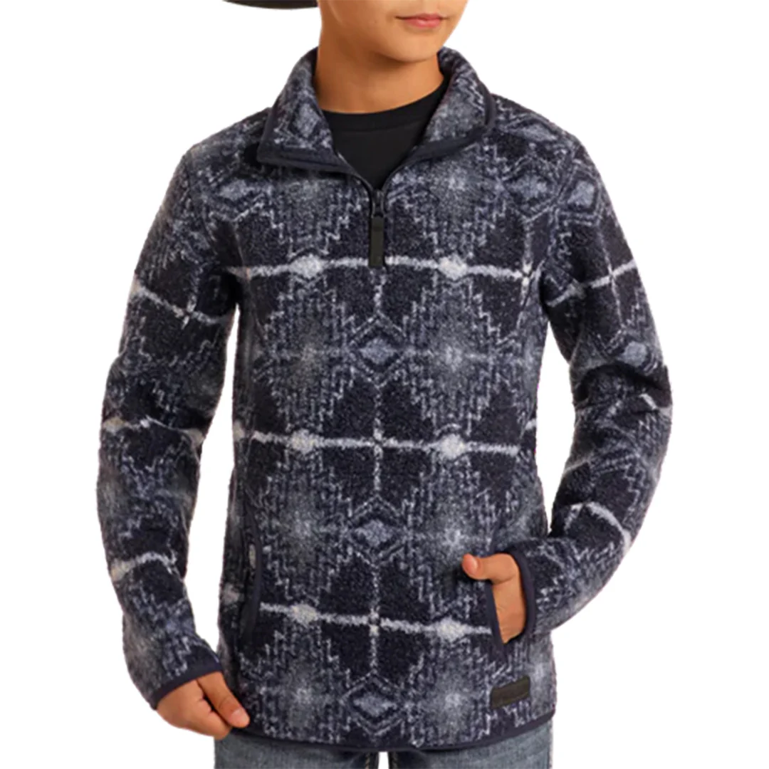 Panhandle Boys' Berber Aztec Print Pullover Sweater