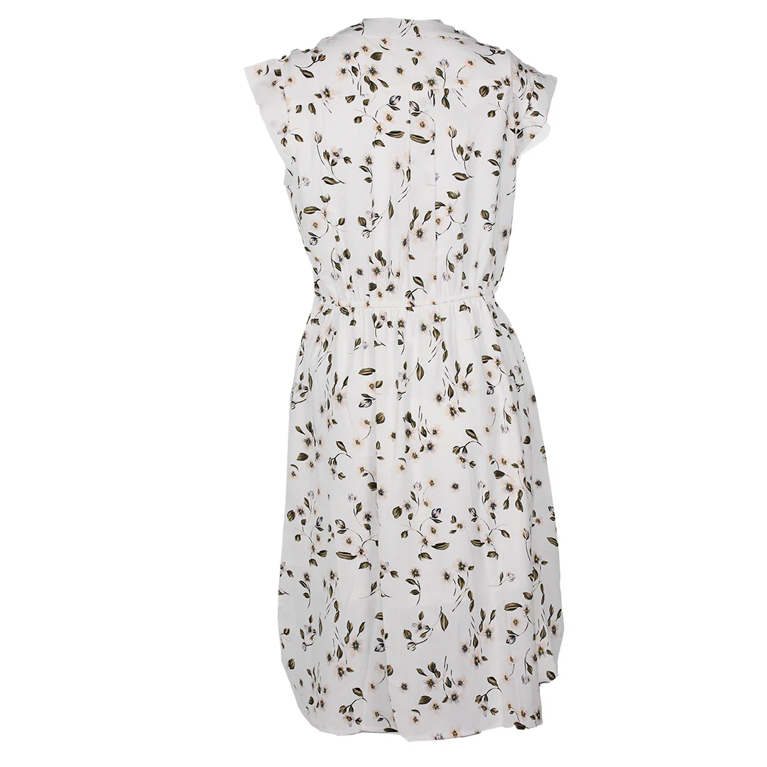 En/Kay Women's White Flower Print Dress