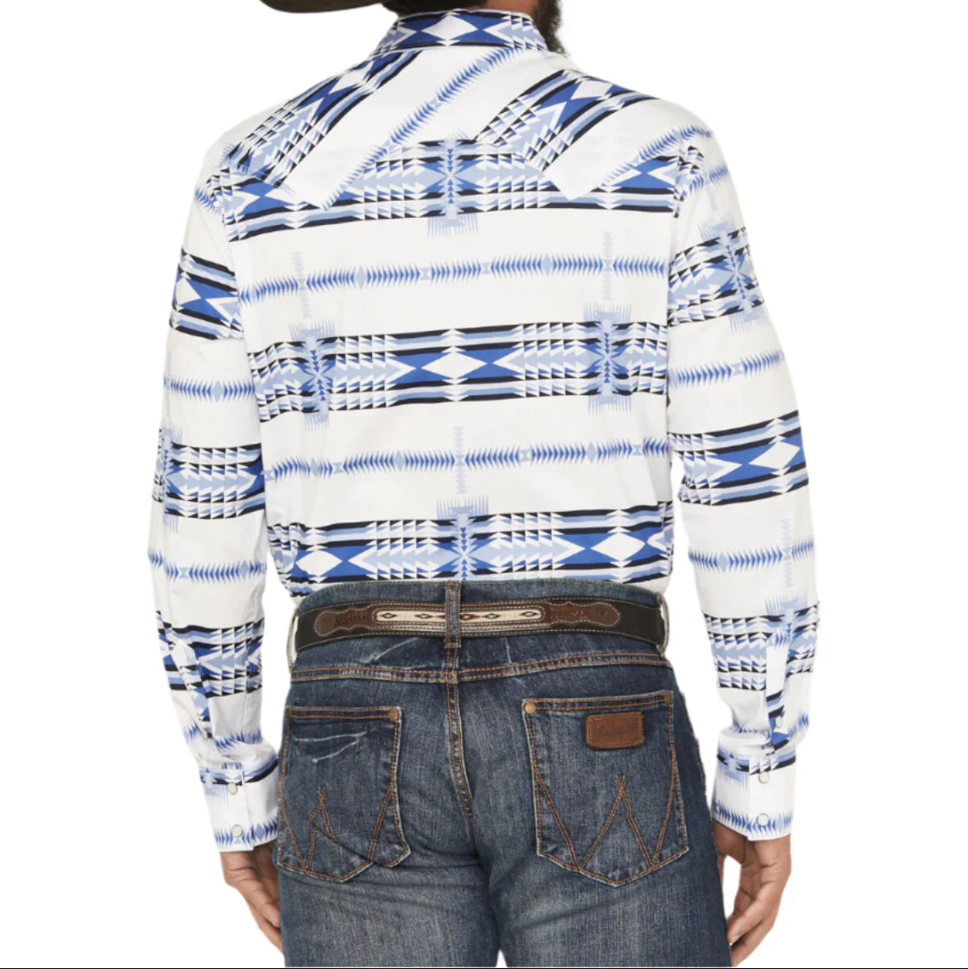 Rock & Roll Denim Men's Aztec Print Long Sleeve Snap Shirt