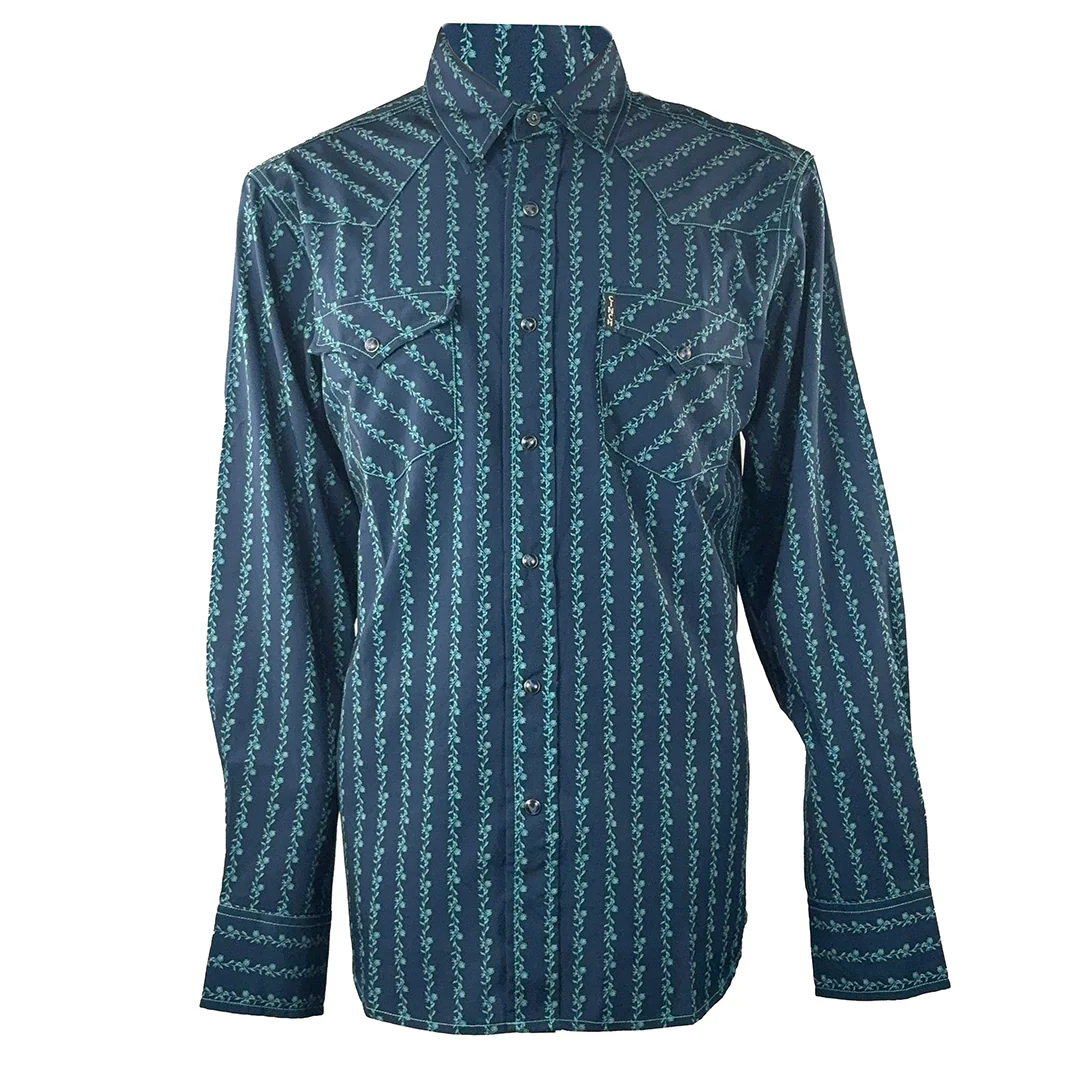 Cinch Men's Floral Strip Long Sleeve Snap Shirt