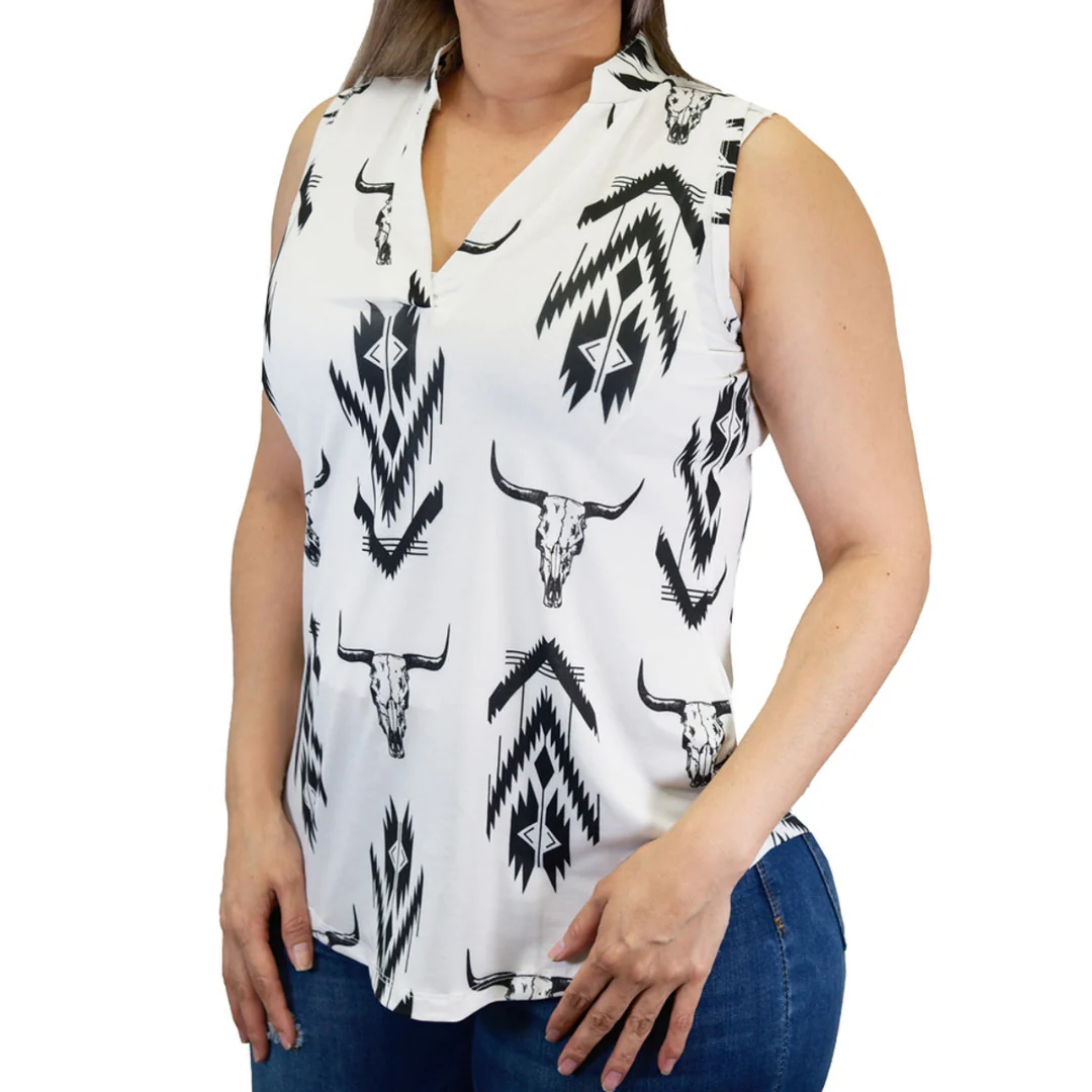 Cowgirl Hardware Women's Aztec Skull Tank