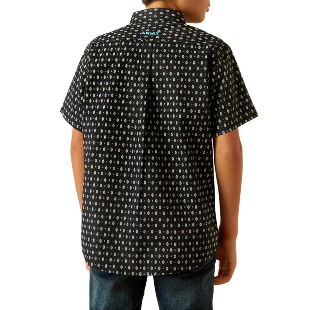 Ariat Boys' Geometric Print Short Sleeve Button Shirt