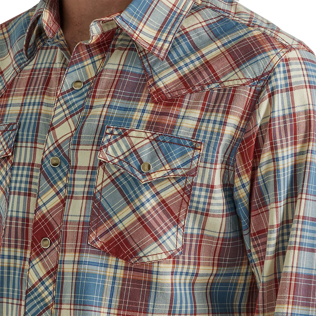 Wrangler Men's Retro Premium Western Snap Plaid Shirt in America