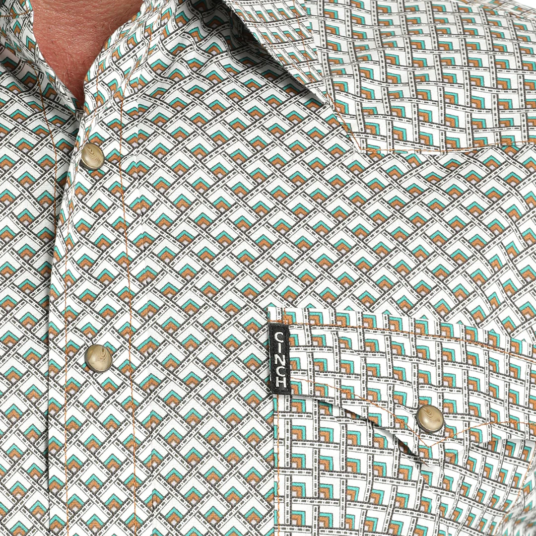 Cinch Men's Geometric Print Long Sleeve Button-Down Shirt