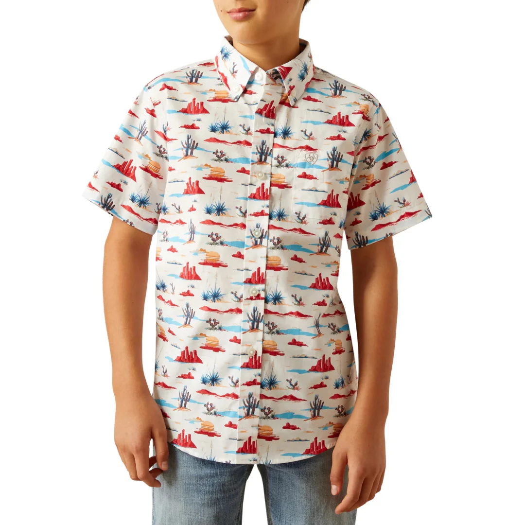Ariat Boys' Scout Desert Print Short Sleeve Button Shirt