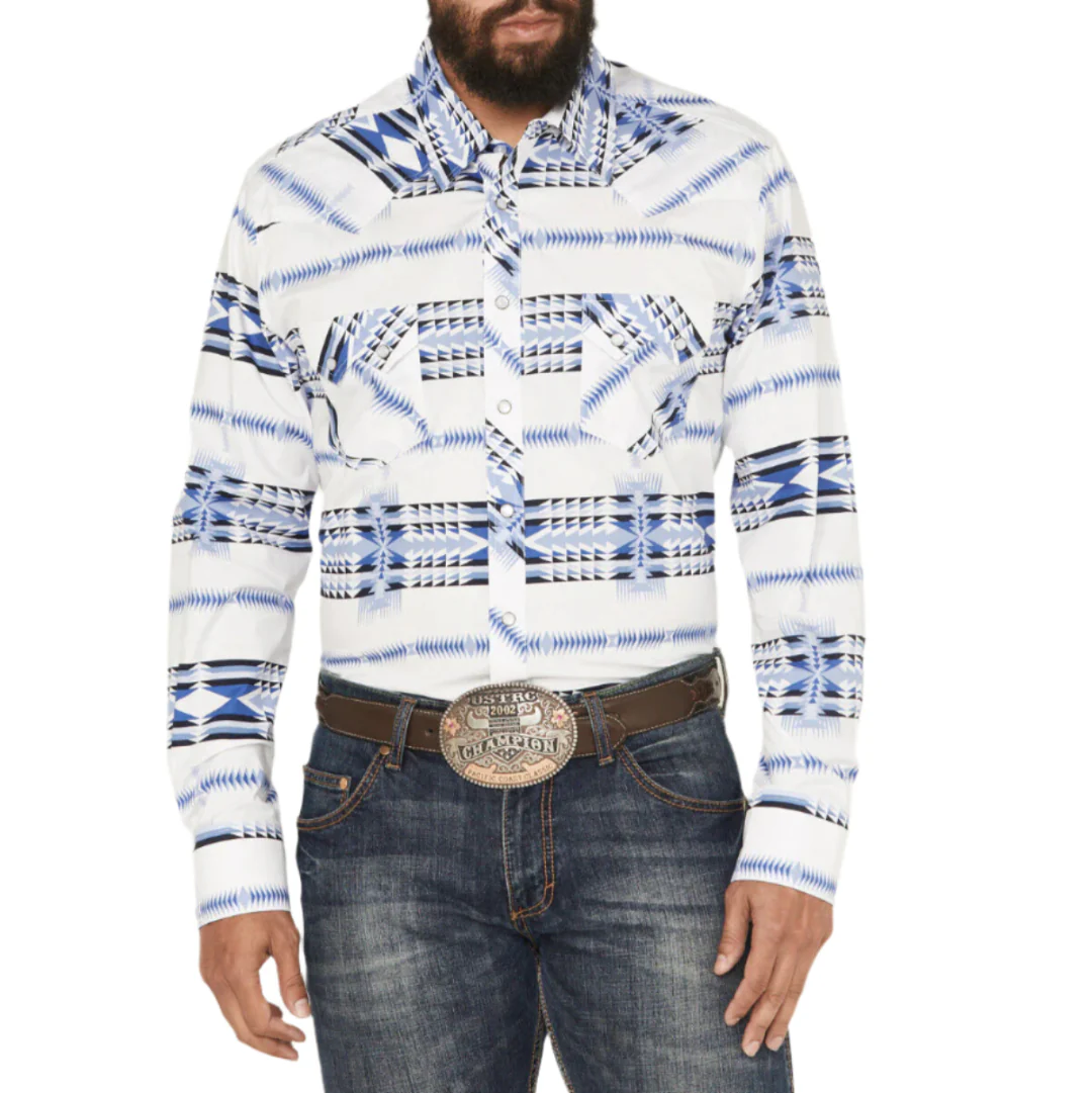 Rock & Roll Denim Men's Aztec Print Long Sleeve Snap Shirt