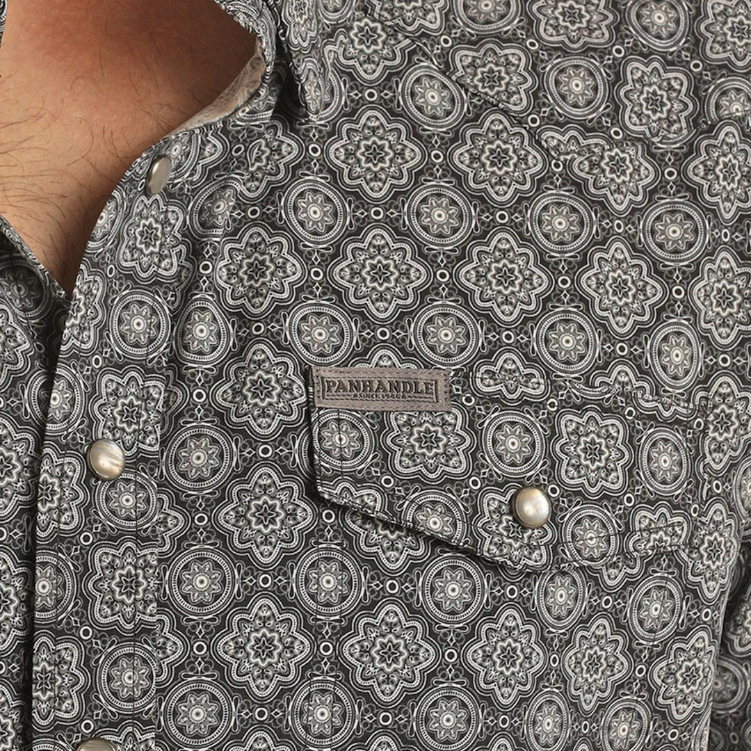 Panhandle Men's Medallion Print Short Sleeve Snap Shirt