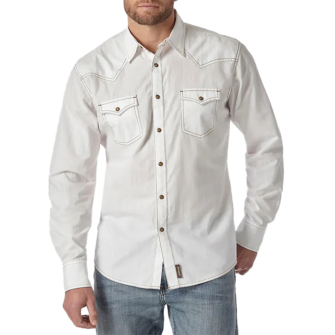 Wrangler Men's Retro Slid Dobby Long Sleeve Snap Shirt