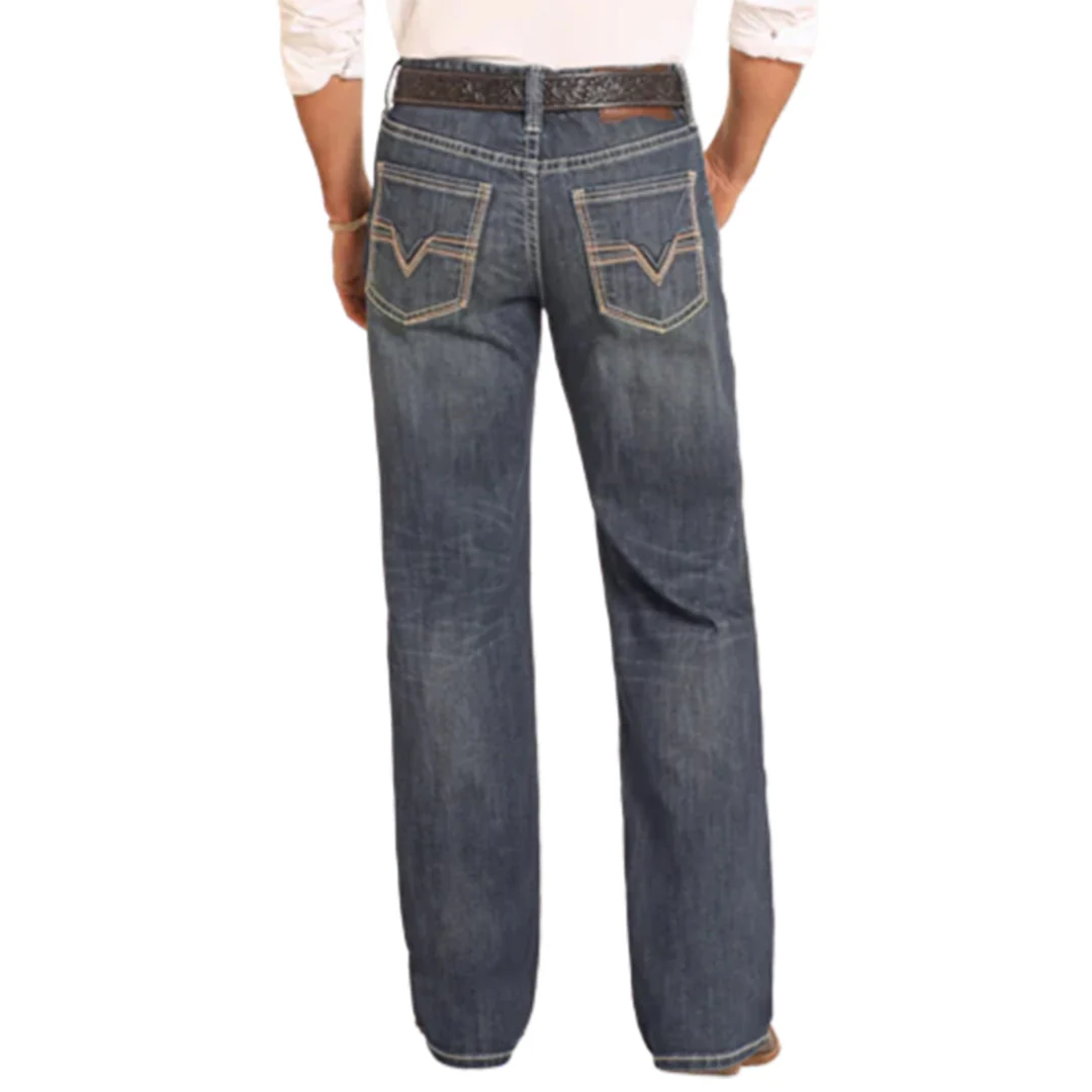 Rock & Roll Denim Men's Relaxed Fit Raised V Straight Leg Jeans