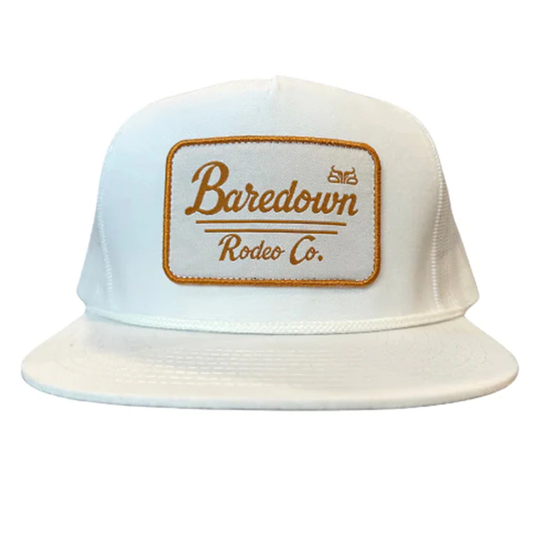 Baredown Brand Unisex Rodeo Co- White Flat Cap