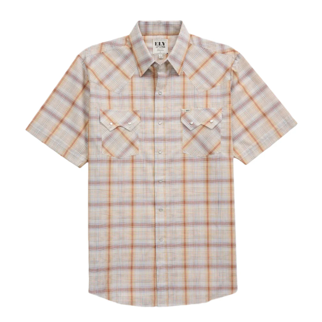 Ely Cattleman Men's Plaid Short Sleeve Snap Shirt