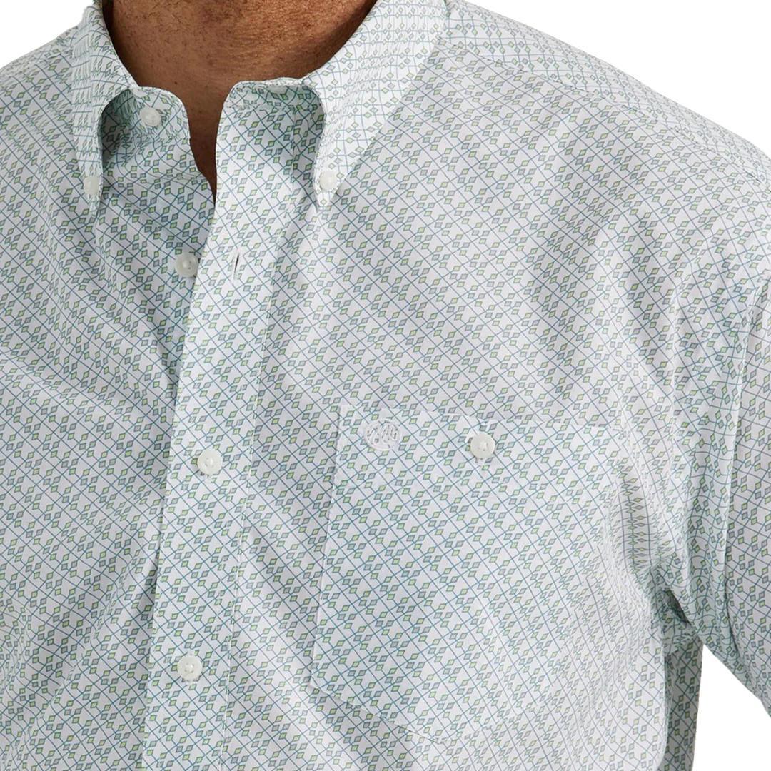 Wrangler Men's Classic Button-Down Diamond Print Shirt