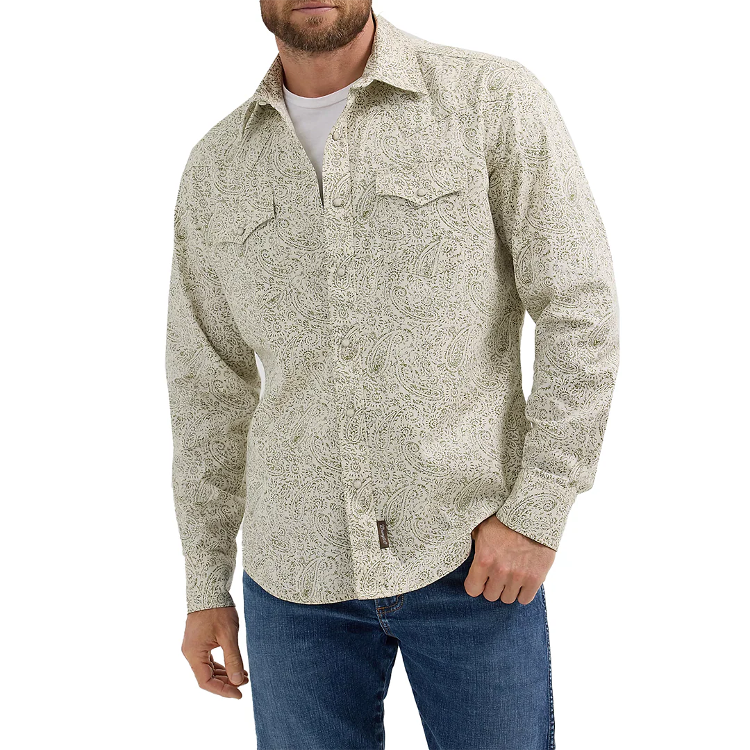 Wrangler Men's Retro Paisley Long Sleeve Snap Shirt