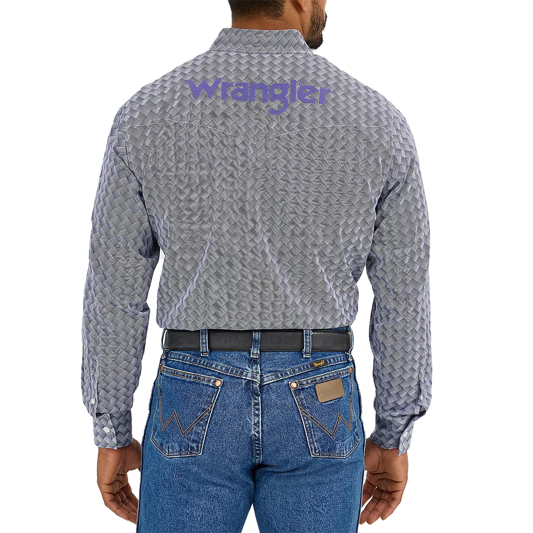Wrangler Men's Logo Long Sleeve Button Shirt