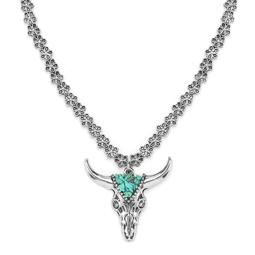 Cowgirl Confetti Women's Steer Head Run Free Necklace